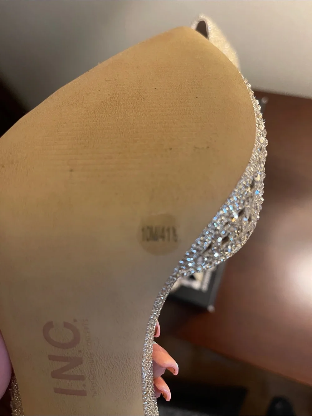 INC International Concepts Gold Glitter Pointed Toe Bow Heels - Picture 7 of 7